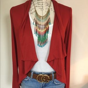 Red/ rust color  jersey knit cardigan